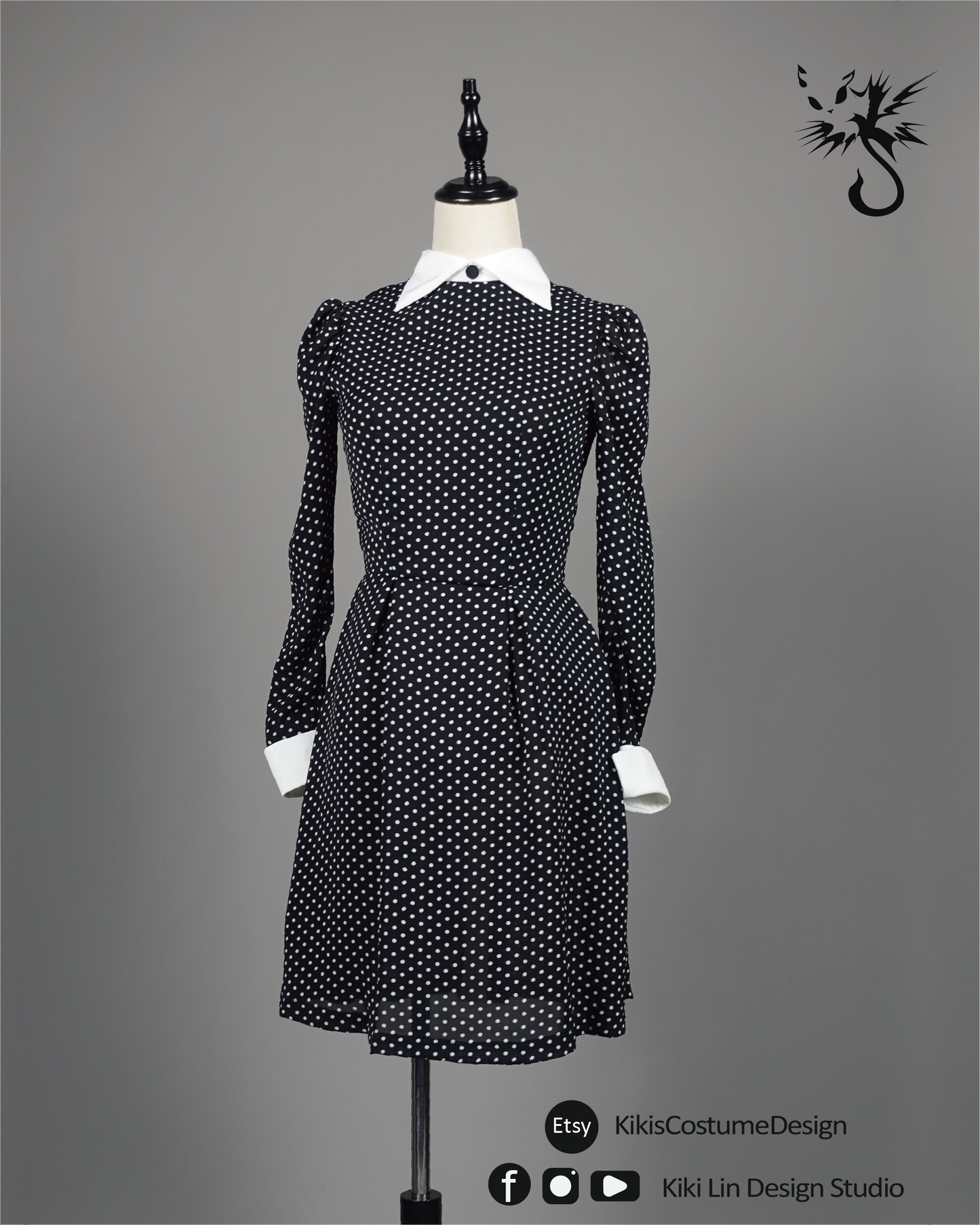 Polka-Dot "Reverse Placket" Doll Dress