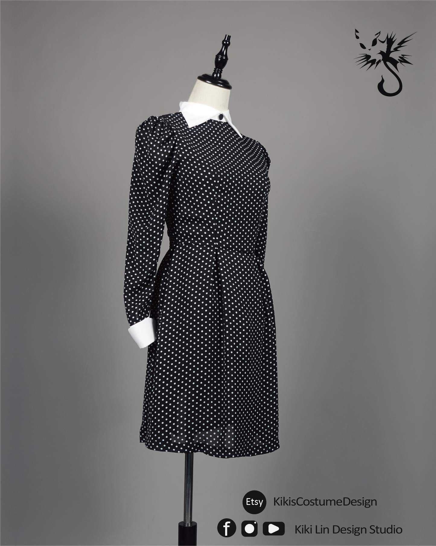Polka-Dot "Reverse Placket" Doll Dress