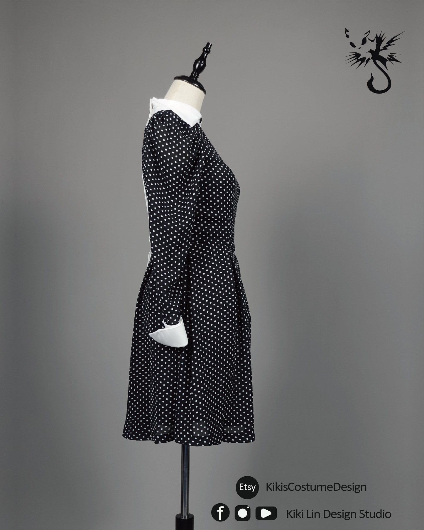 Polka-Dot "Reverse Placket" Doll Dress