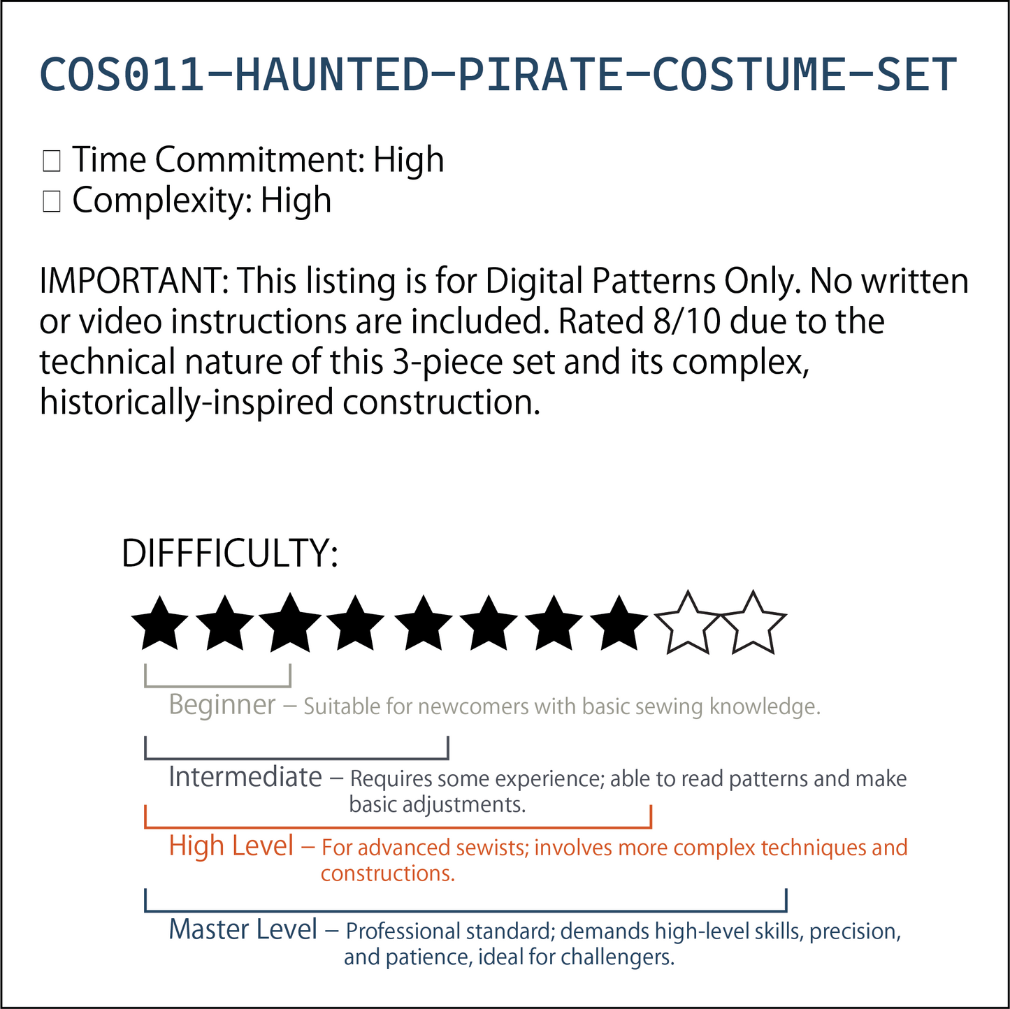 Pirate Costume Pattern Bundle |海盜服裝紙型套組紙型（XS-2XL)