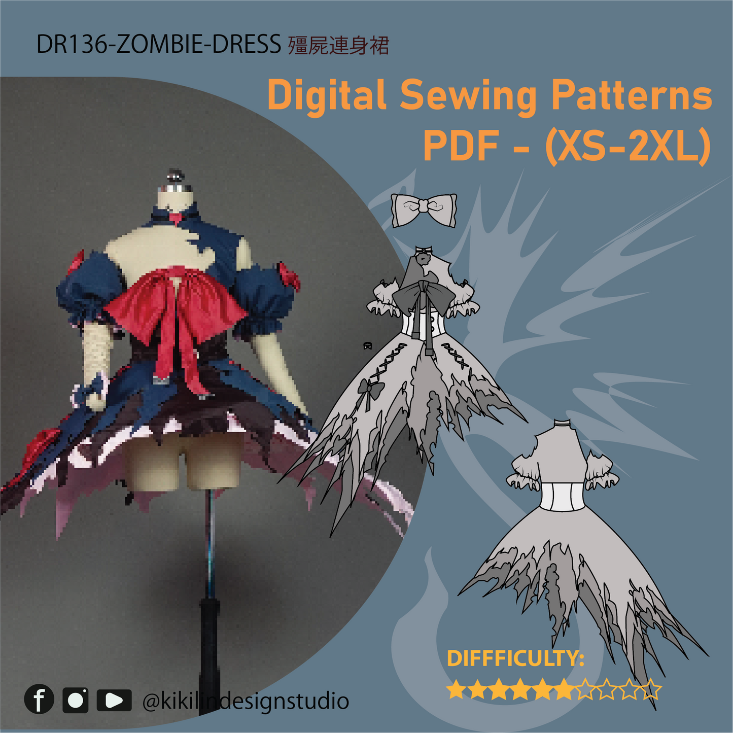Zombie Idol Cosplay Pattern Set | 殭屍偶像紙型套組 (XS-2XL)