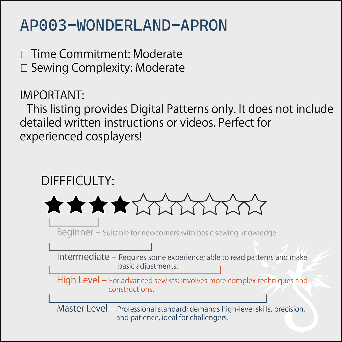 Wonderland Pinafore Apron Pattern | Ruffled Maid Apron with Back Bow PDF (Free-Size) | Experienced Sewist Edition | A4 n A0 Plotter Files
