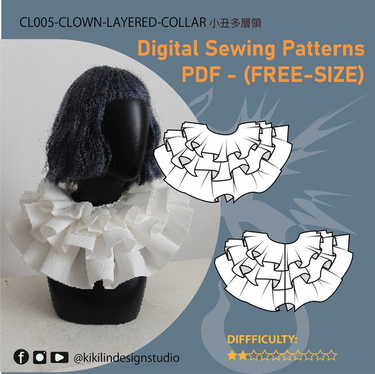 Clown Layered Collar PDF (Free Size) | 小丑多層領圈紙型 (Free Size)