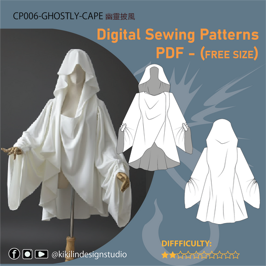 Ghostly Hooded Cape Pattern| 幽靈感連帽斗篷紙型（XS–2XL）