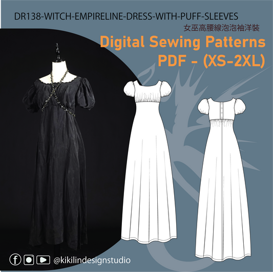 Gothic Witch Dress Pattern | 哥德女巫洋裝版型 (XS-2XL)