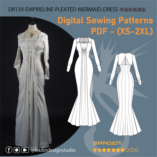 Empireline Pleated Vampire Gown | 帝國腰線百褶吸血鬼魚尾禮服 （XS–2XL）