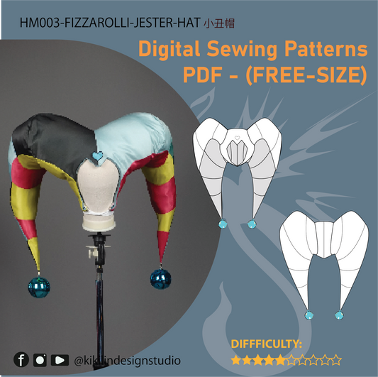 Jester Hat & Collar Sewing Pattern Set |小丑帽＆領圈縫紉紙型套組紙型（Free Size)