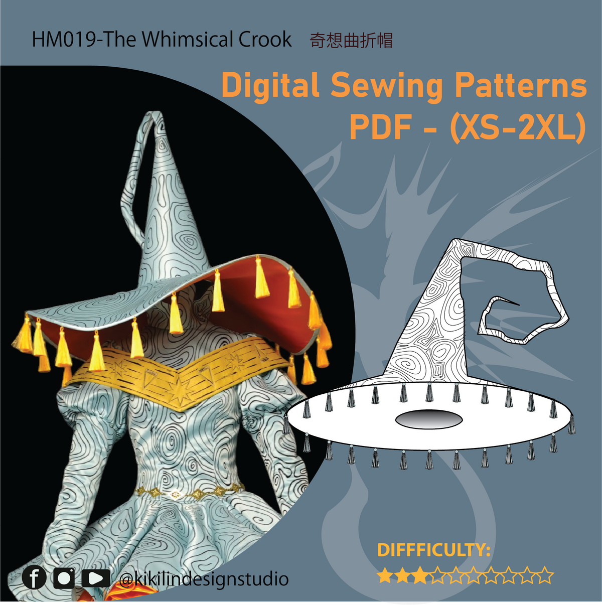 Halloween Witch Costume Sewing Pattern BUNDLE | Basque Waist Dress Hat & Yoke PDF (XS-2XL) | Step-by-Step Video Tutorials | A4 n A0 Files