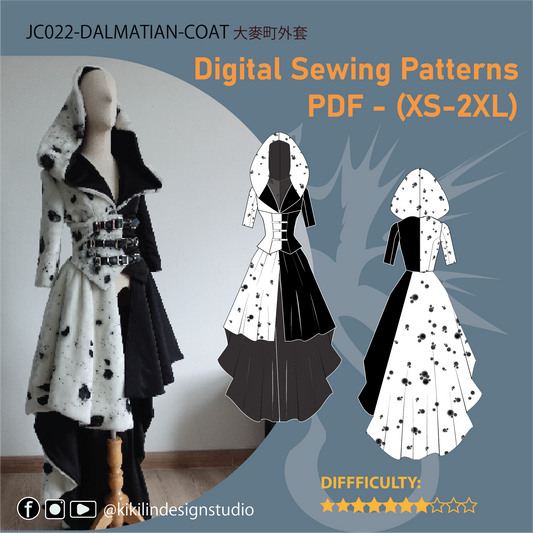 Black & White Villain Tailcoat Pattern | 黑白反派燕尾外套紙型（XS–2XL）