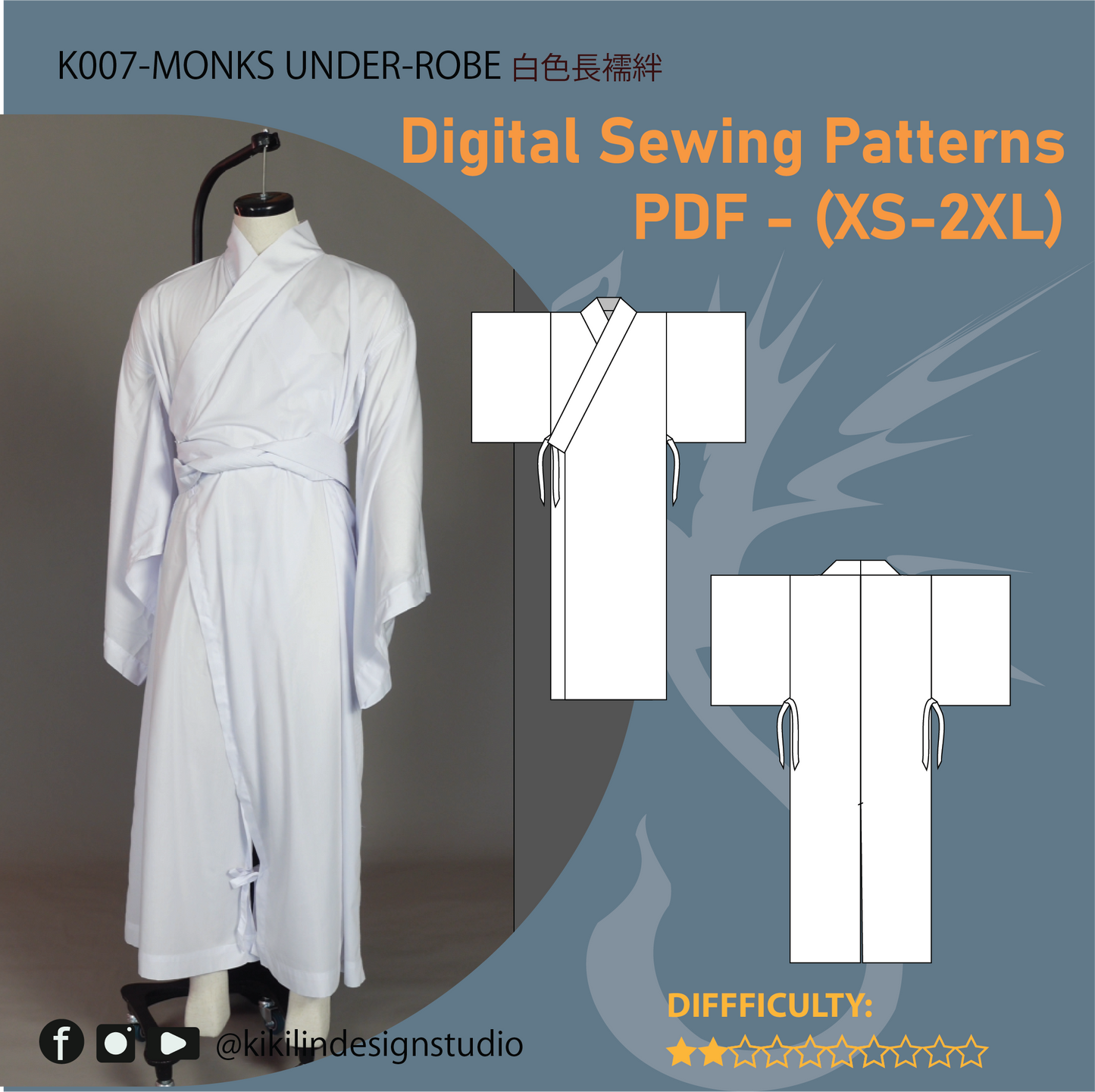 Cult Leader Monk Ensemble Cosplay Pattern Set | 教主僧侶全套服裝版型套組 (size XS-2XL)