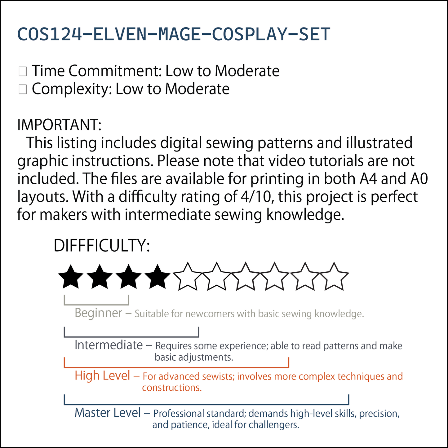 lven Mage Costume Sewing Pattern BUNDLE | Striped Dress & Capelet PDF (XS-2XL) | Video Tutorials n Graphic Guide | A4 n A0 Plotter