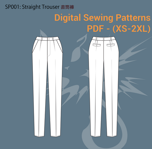 Straight Trouser ｜直筒長褲縫紉版型(Sizes XS-2XL)