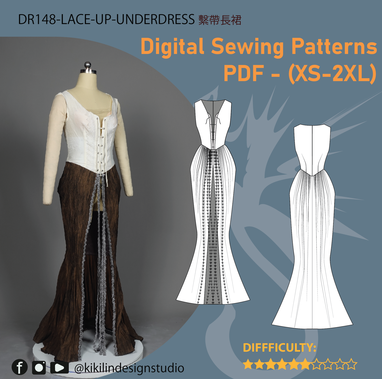 Valkyrie Costume Sewing Pattern | 3-Piece Pattern Set (XS-2XL) (PDF)