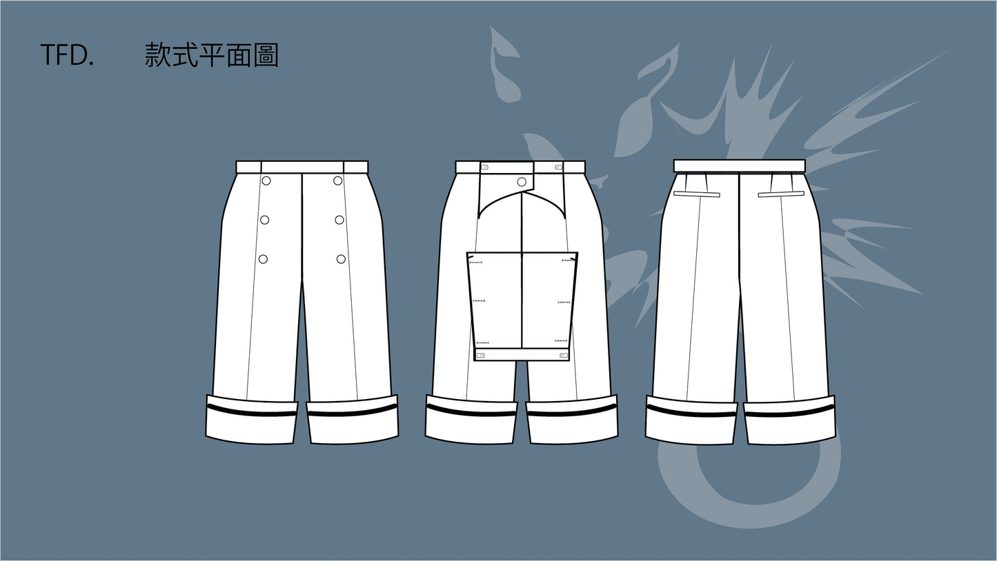 Vintage Open-Front Sailor Trouser Sewing Pattern | Digital PDF with Graphic Tutorial | L-2XL | Intermediate Level